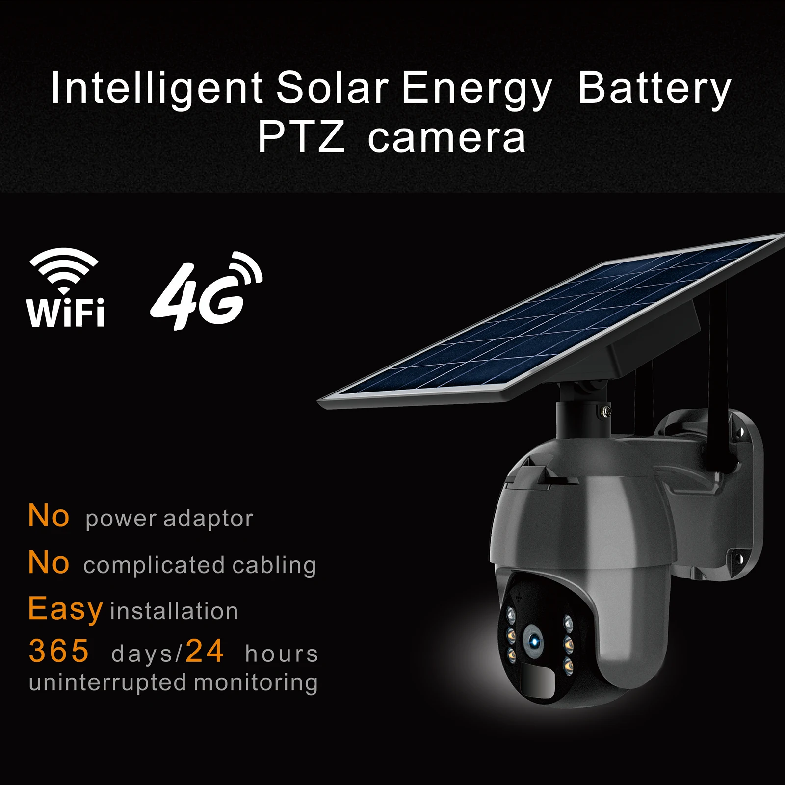 Imagem -02 - Gadinan-câmera Solar a Bateria Ptz Zoom 4x Cctv Segurança Exterior Pir Cor Humana Visão Noturna Wifi 4g 8w 4mp