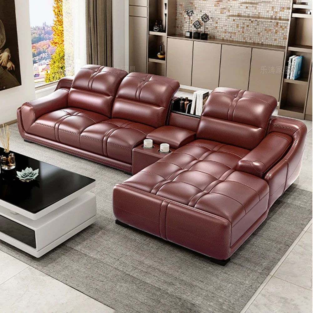 Linlamlim Living Room Sofas Italian Genuine Leather Sofa Sets Big Sectional Corner Couch With Adjustable Headrest Home Furniture