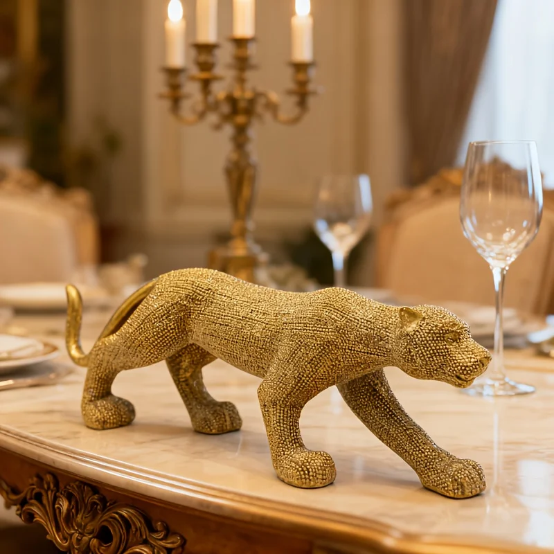 Elegant Leopard Statue Leopard Shape Resin Craft Suitable for Home Decoration，Office decorations，Holiday Decoration - view 3