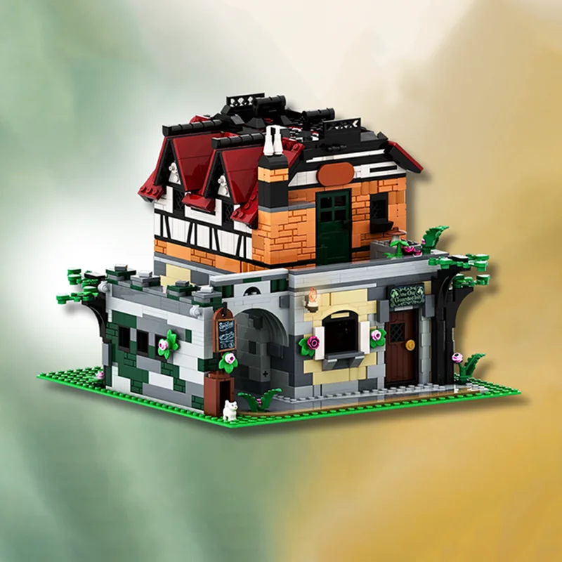 1917 pz MOC Il Vecchio Guardato Inn Castello Building Blocks Pensiero Logico su Costruzione FAI DA TE Assemblare Giocattolo Di Natale Regalo