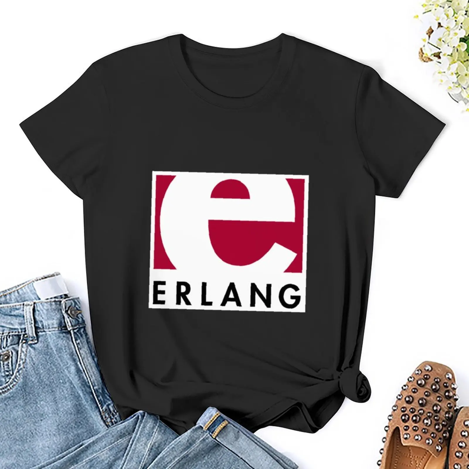 T-shirt avec logo Erlang Programming Language pour femme, vêtements hippicopter, haut d'été