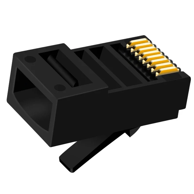 CNCOB RJ45 Cat5e 8P8C conector de Cable Ethernet Modular enchufe de cristal 50u red de engarzado conectores RJ 45 negro 30 Uds