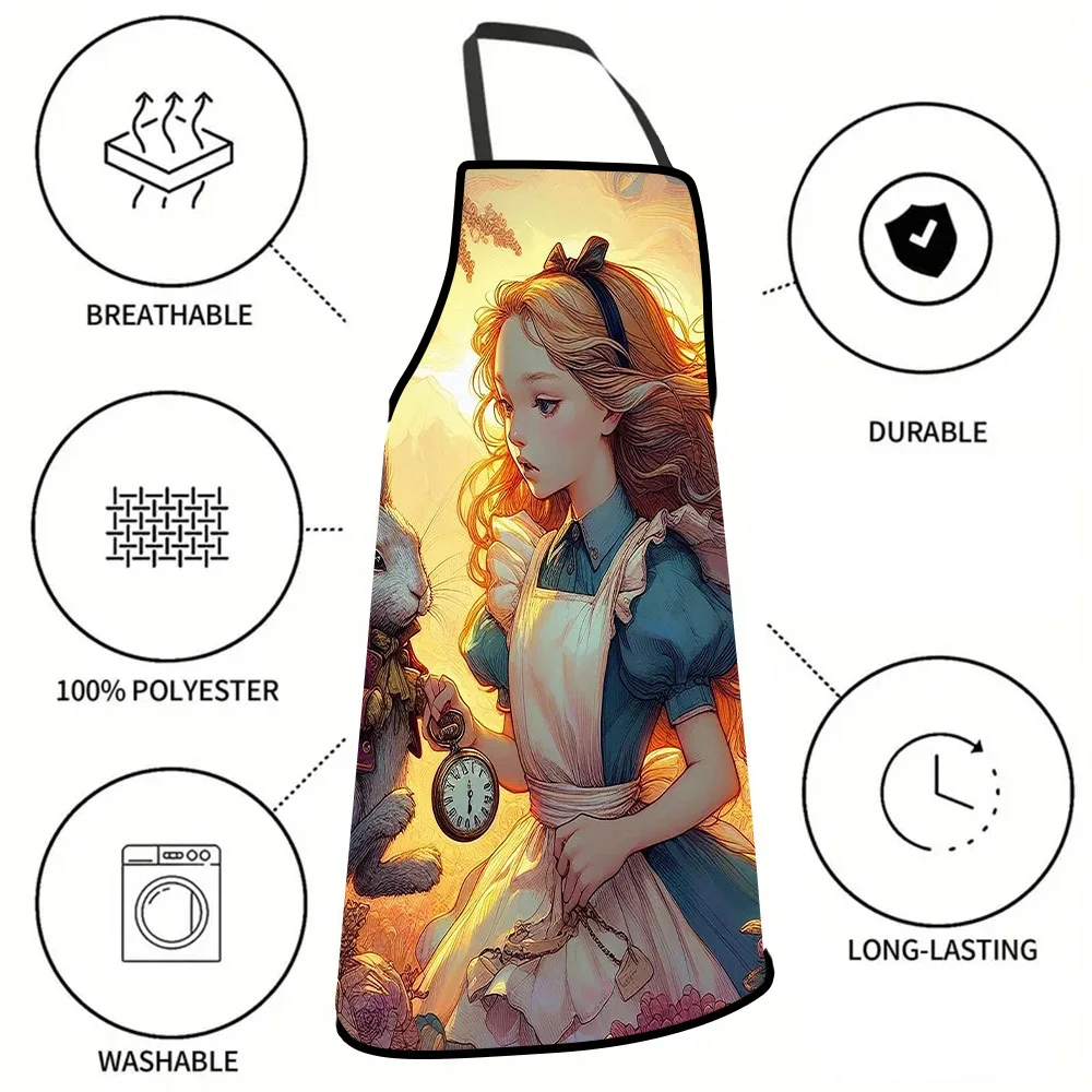 Grembiule Disney Alice nel Paese delle Meraviglie da 1 pezzo, perfetto per l'artigianato, la cottura, la pittura, la cucina e la pulizia della casa, le forniture da cucina