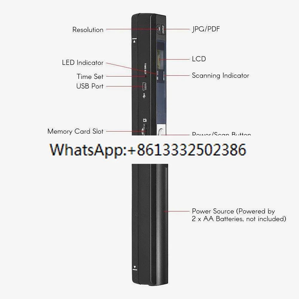 

Document Scanner Portable Handheld Scanner Mobile 900DPI HD Home Color A4 Book File Photo Scanner Support JPEG&CPF Format