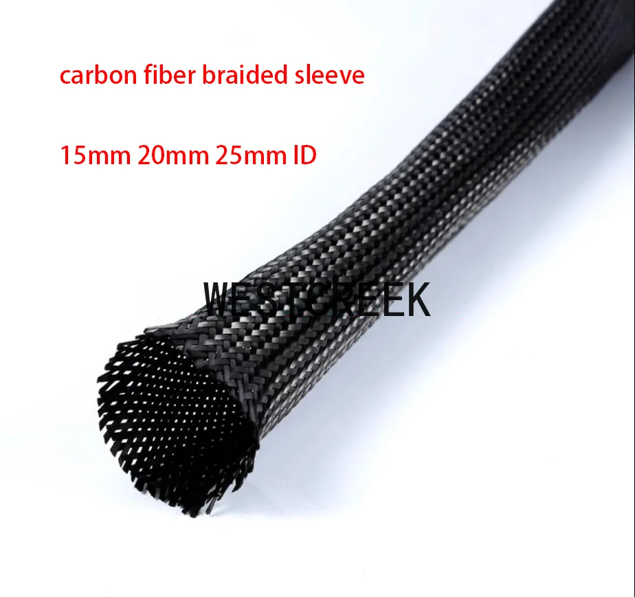 WESTCREEK 25mm ID 3m carbon fiber tube PET network CFRP braided sleeve tube Wire protective bushing carbon fibre protective case