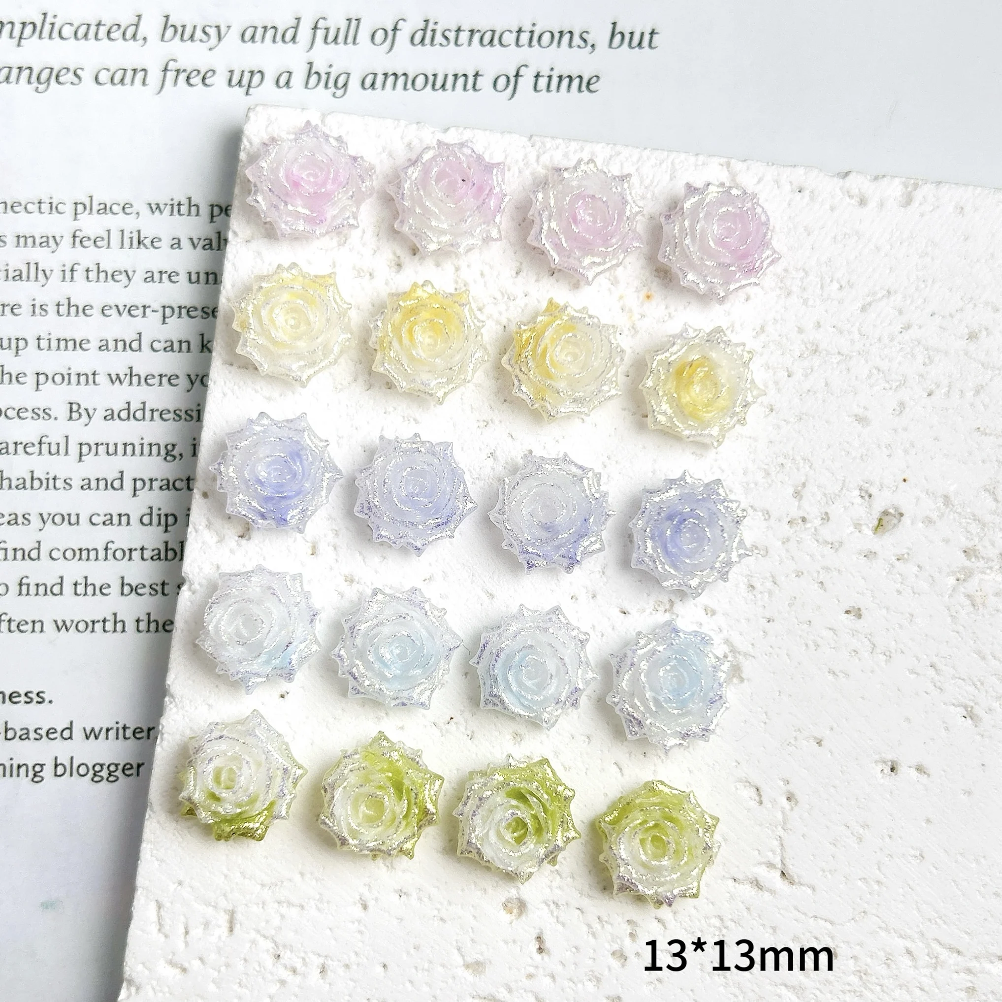 Dijes para decoración de uñas de resina rosa de Color sólido de ensueño, flores suaves y brillantes 3D, decoraciones para uñas, diseños de uñas de hadas DIY