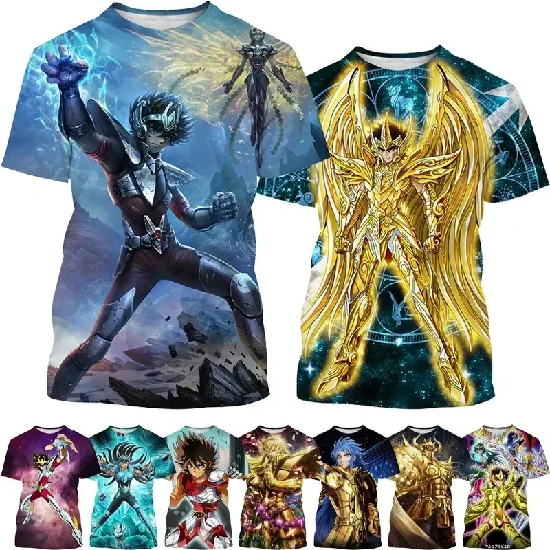Classic Manga Cartoon Casual Harajuku Style Streetwear Top Japanese Anime Saint Seiya 3d Print Short-sleeved Sport T Shirt