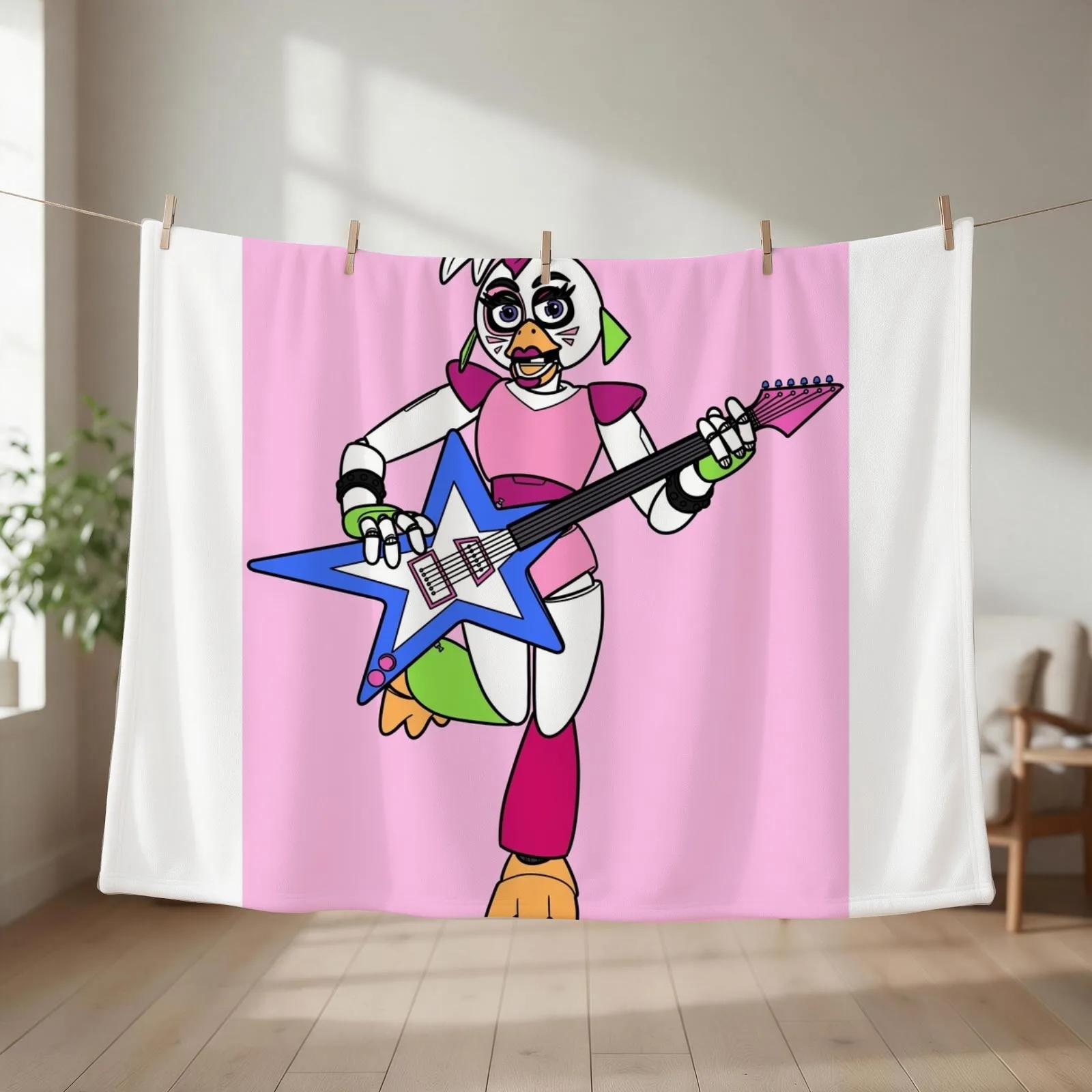 Glamrock Chica Throw Blanket couch cozy soft plush fuzzy picnic outdoor blanket