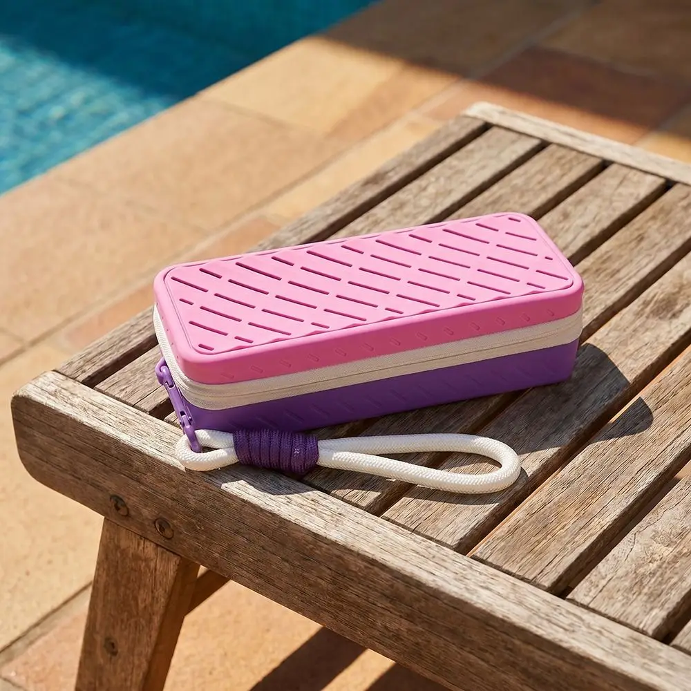 

Large Capacity Silicone Swim Goggle Case Breathable Perforated Eyeglasses Storage Bag with Handle Soft