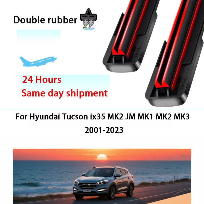 

For Hyundai Tucson ix35 MK2 JM MK1 MK2 MK3 Veloster MK1 Front Windscreen Wipers Double Rubber Car Wiper Blades Car Accessories