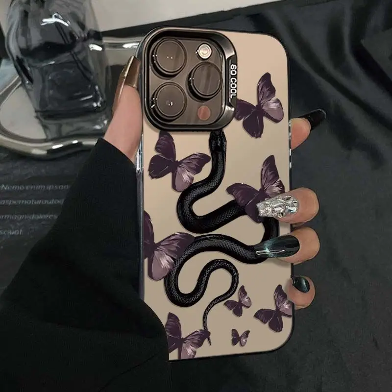 2025 Butterfly and Snake FOR iohone16plus mobile phone case iPhone14 personality 12/13Promax new trend