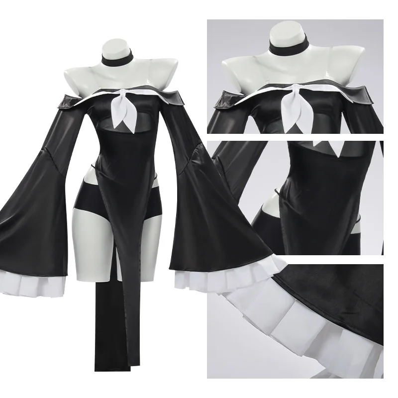 

2026 new Anime Blue Archive Prana Cosplay Costume Women Prana Blue Dress Jk Suits Black Trench Halloween Costume