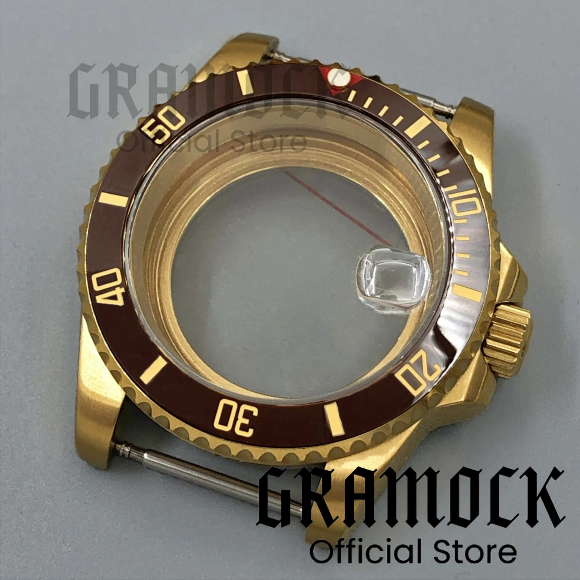 Gramock 40 мм двухцветный золотой/полно-золотой водонепроницаемый корпус часов SUB из нержавеющей стали с сапфировым стеклом для механизма NH34 NH35 NH36 PT5000