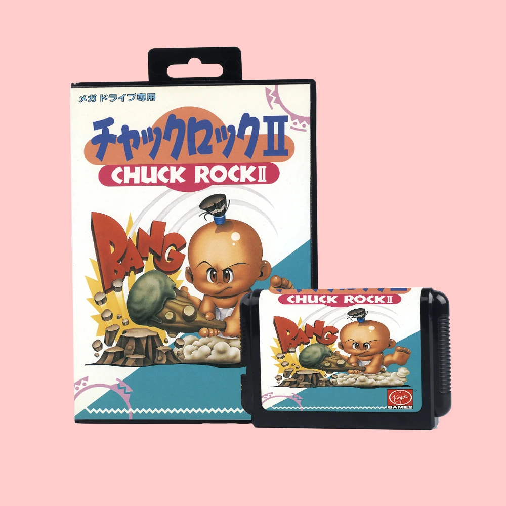 Chuck Rock II Japan Version Game Card Box For 16 bit Sega MD MegaDrive Genesis Consoles