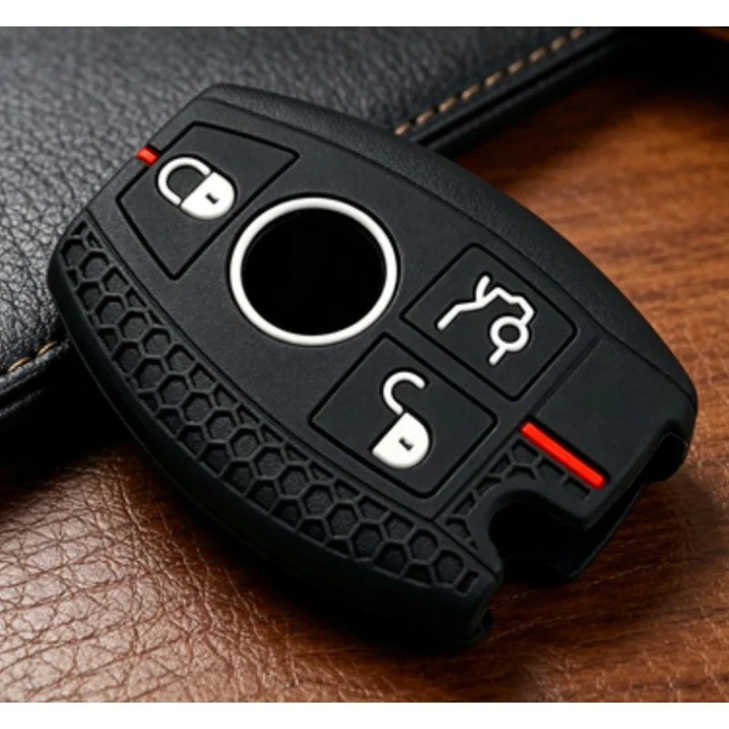 1Pc Silicone Car Key Case Cover For Mercedes-Benz C260L GLE350 GLA200 C-Class GLC300L Honeycomb Pattern