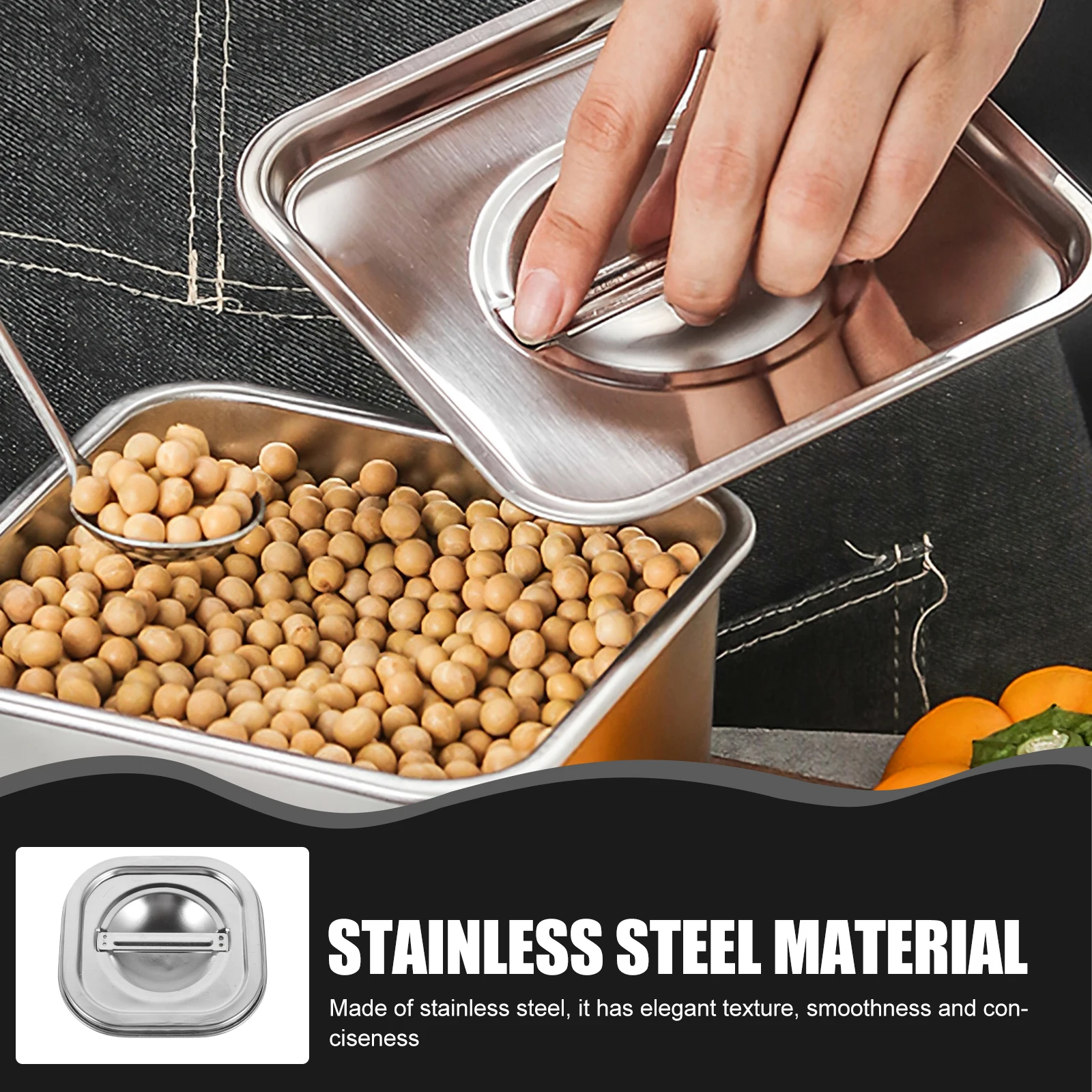 

Seasoning Jar Lid Pot Cover Metal Covers Stainless Steel with Replacement Container