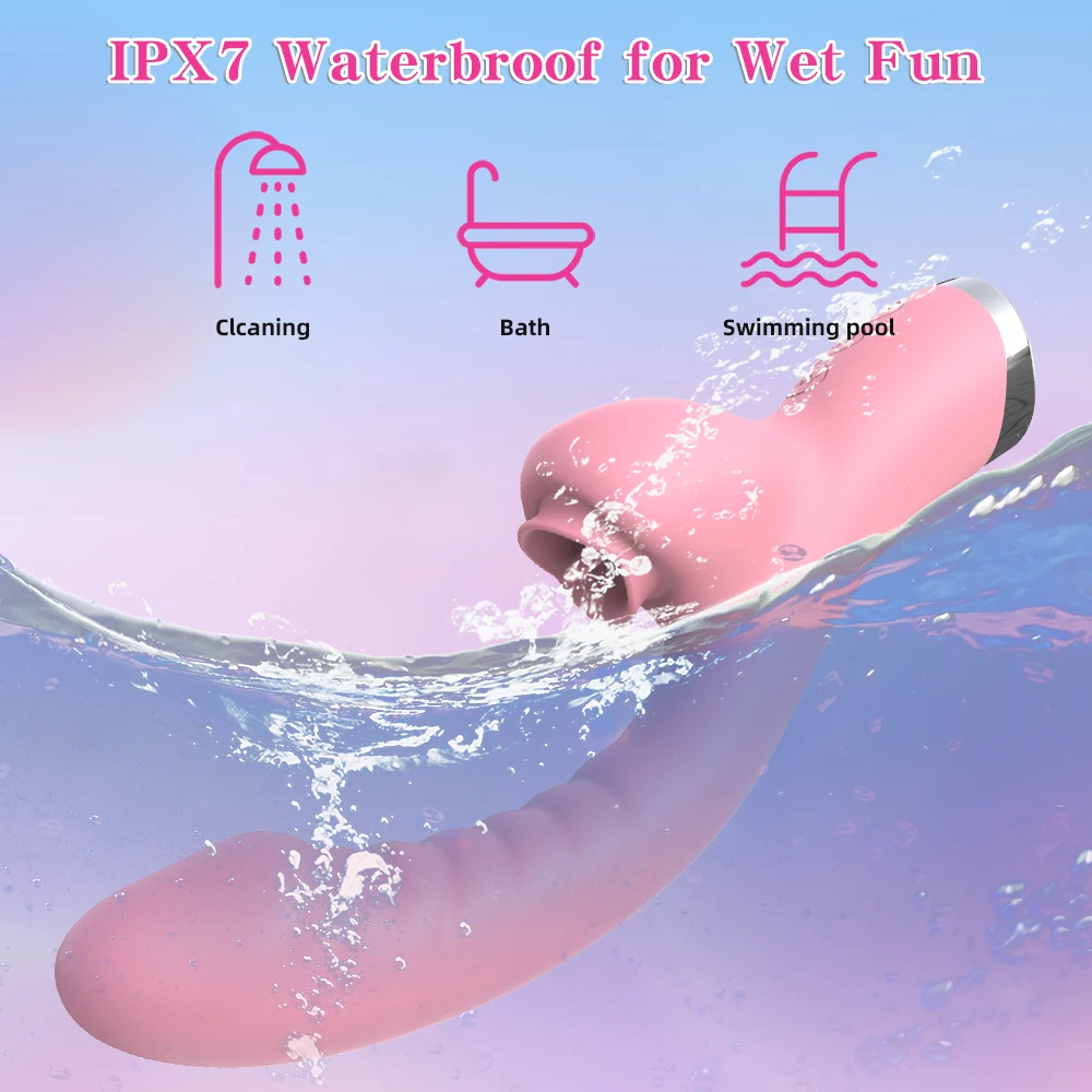 2 In 1 Licking Machine Clitoris Stimulator Vibrator For Women G-Spot Powerful Vibro Dildo Wand Female Clit Sucker Adult Sex Toys view 3
