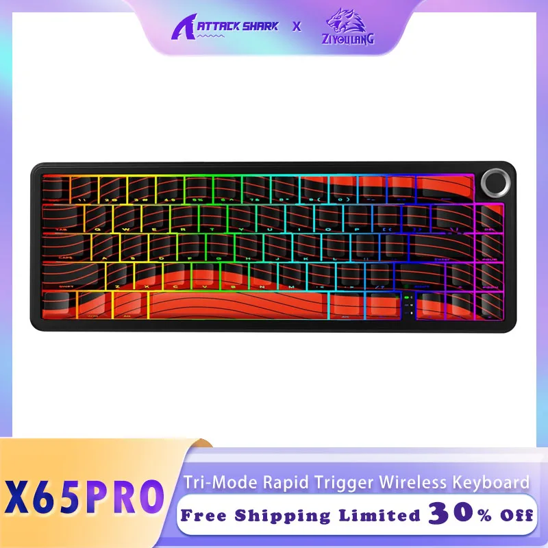 

ZIYOULANG & ATTACK SHARK X65PRO HE Rapid Trigger Wireless Gaming Keyboard, 0.01mm RT Accuracy 8KHz Polling Rate Wired Keyboard