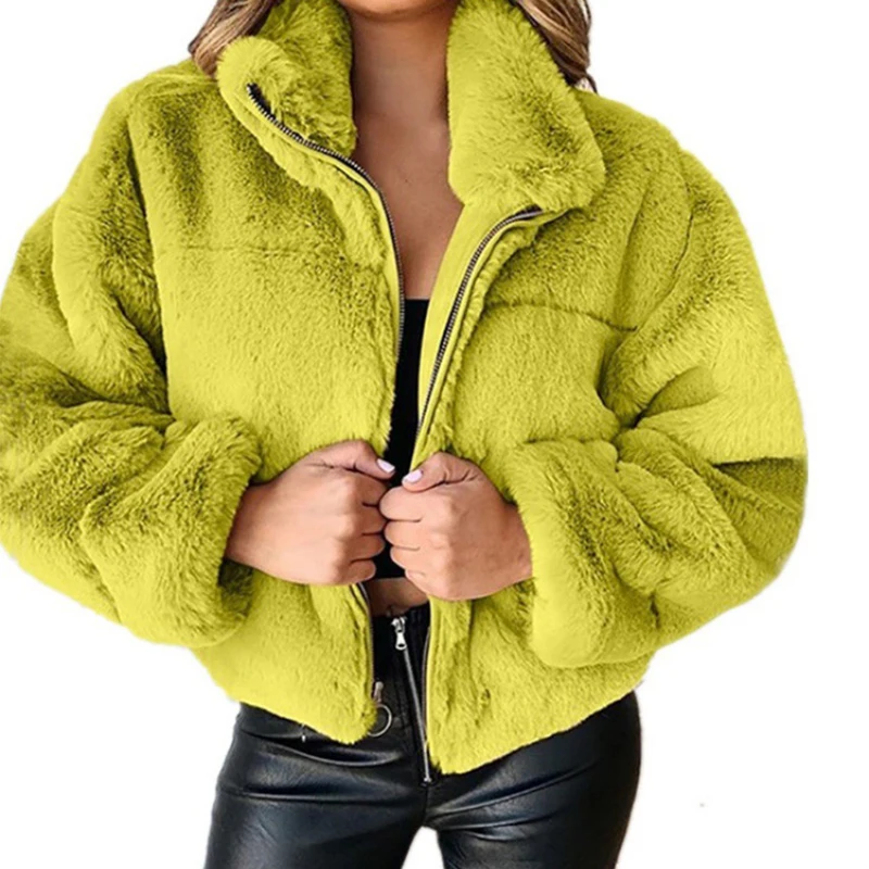 Frauen imitation Kaninchen fell jacke Kunst pelzmantel beliebt in Europa und Amerika vielseitig warm lässig Reiß verschluss Mantel Herbst Winter