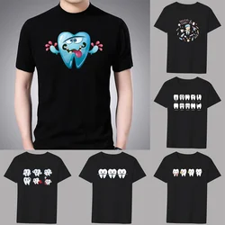 Men's T-shirt Basic Print Short Sleeve Anime Top Teeth Series Casual Black  O-neck Youth Men's Commuter Comfortable Shirt