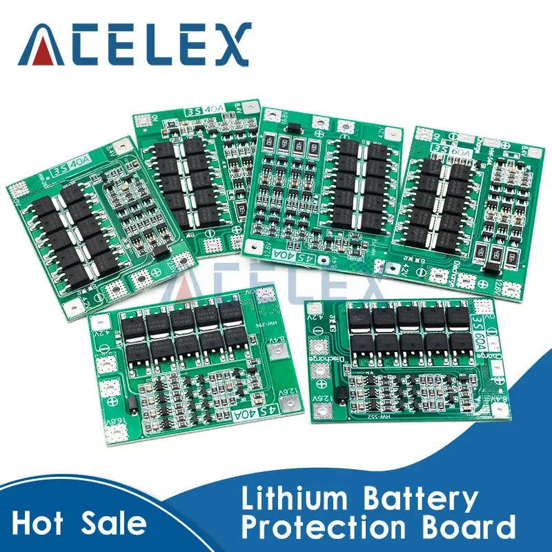 3S/4S 40A 60A Li-ion Lithium Battery Charger Protection Board 18650 BMS For Drill Motor 11.1V 12.6V/14.8V 16.8V Enhance/Balance