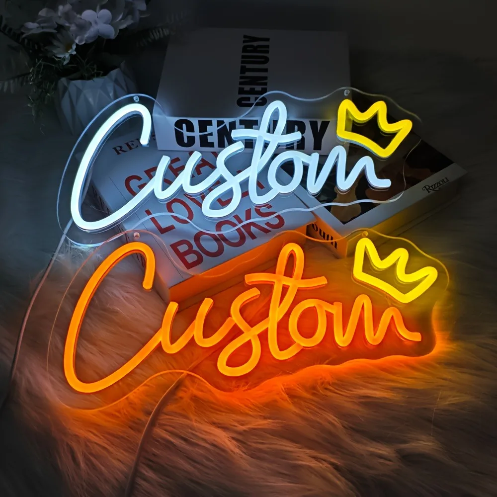 Custom Neon Sign Kids Name Crown Neon Signs Acrylic Birthday Logo Personalized LED Lights Gifts Family Home Wedding Wall Decor