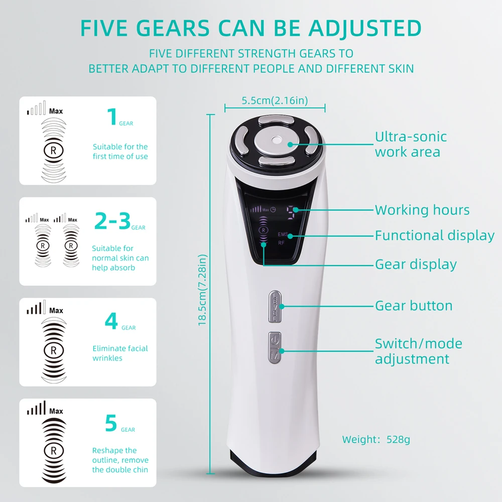 New 4 In 1 Portable Mini Hifu Machine Radio Frequency Ultrasonic Facial Beauty Device Micro Current Face Skin Care Tool