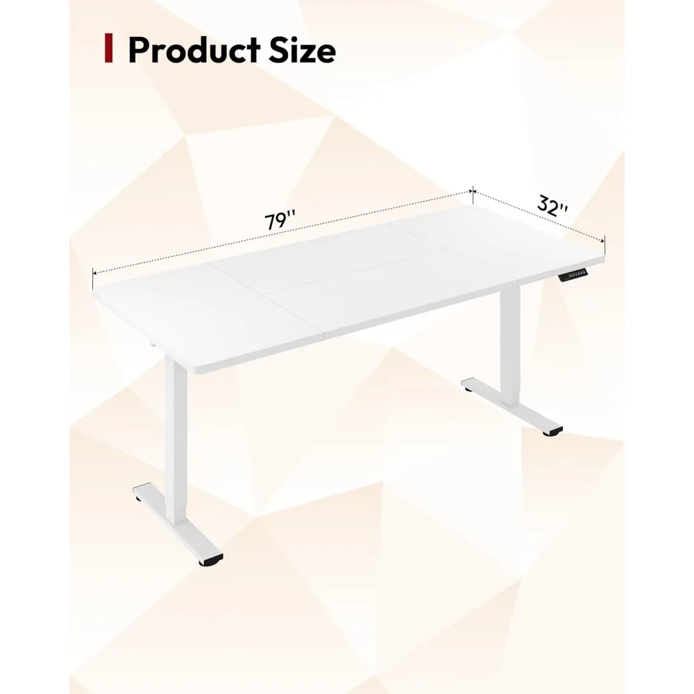 مكتب قائم كهربائي بارتفاع 79 × 32 بوصة قابل للتعديل مع وحدة تحكم 6 أزرار مكتب كمبيوتر مريح مع لوحة توصيل