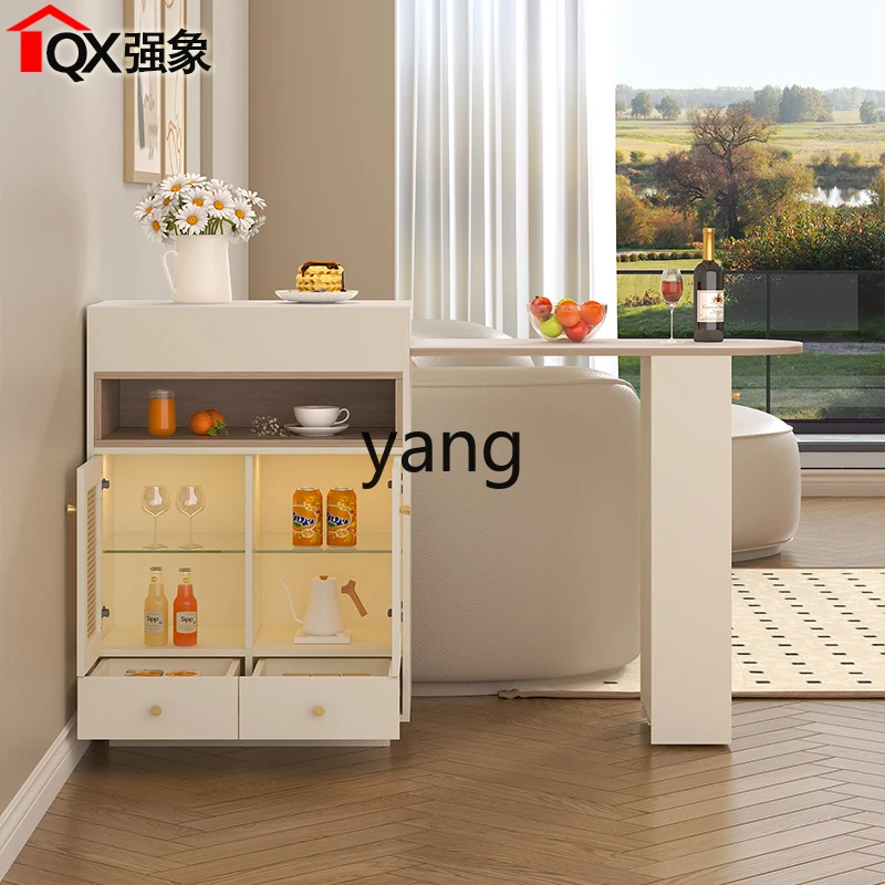 LMMM  imitation rattan woven door rock slab bar table partition bar table integrated cream wind living room dining side cabinet