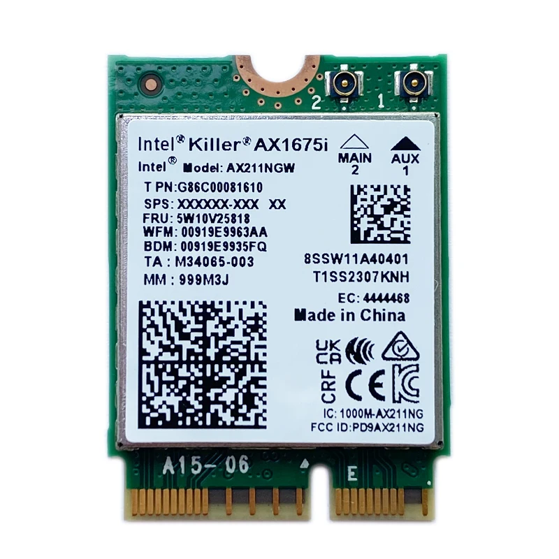 Imagem -04 - Assassino Ax1675i Wi-fi 6e Ax211card 160mhz 2.4g 5g 6ghz Adaptador de Rede sem Fio Ax211ngw Cnvio2 M.2 Chave e 802.11ax Bluetooth 5.2