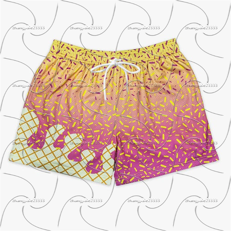2026 شورت شاطئ كاجوال جديد مطبوع ثلاثي الأبعاد، شورت كرة القدم، شورت رجالي غير رسمي منزلي عصري، نمط لطيف، شورت.