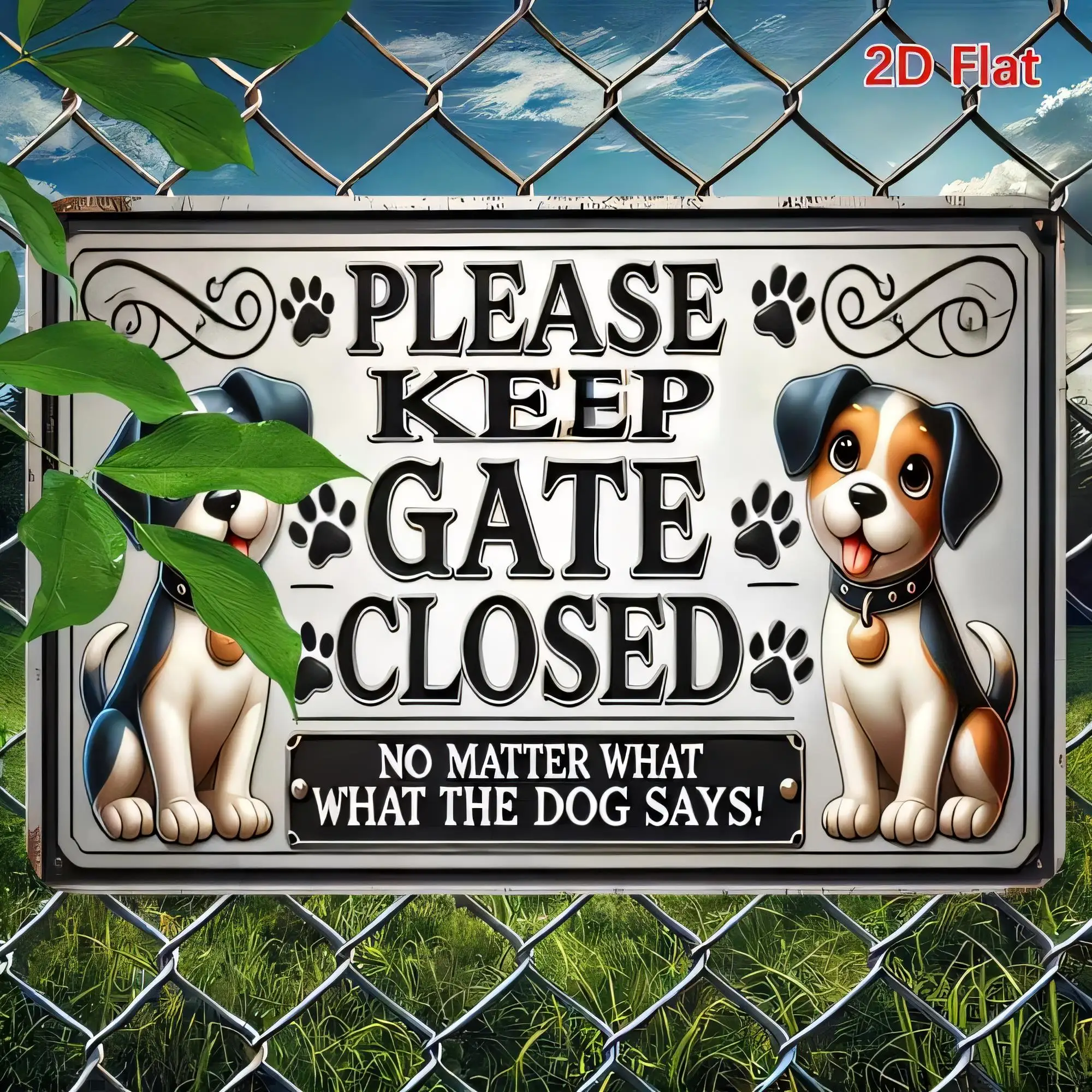 Tin Sign PLEASE KEEP GATE CLOSED No Matter What the Dog Says Funny Farm Dog Metal Plaque  Rustic Wall Decor for Yard Garden Fenc