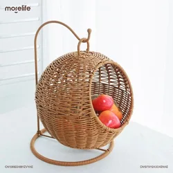 Nordic Style Semi Closed Pet Hammock Cats Round Cat's House Rattan Woven Cat Hammock Cat Supplies Living Room Furniture K01+