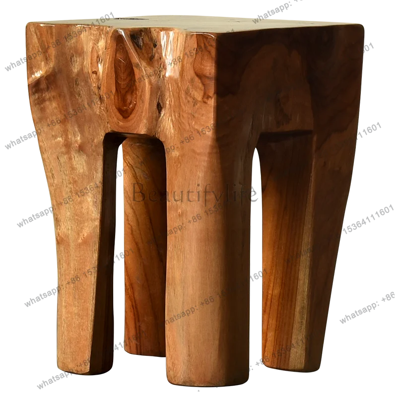 

Original imported teak root carving edge few retro solid wood shoe changing stool decorative art ornament