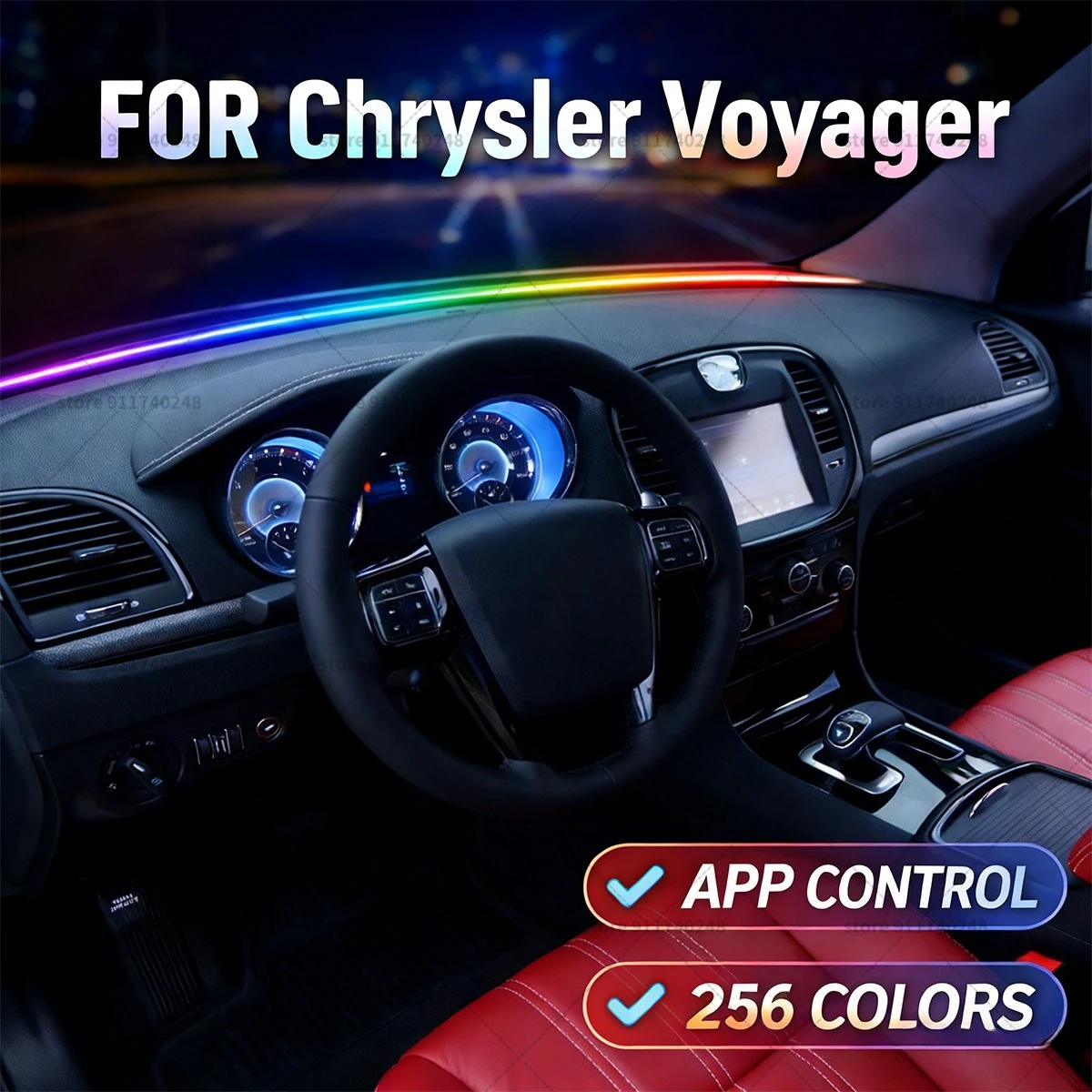 

For Chrysler Voyager Automotive decoration light strip,colorful acrylic front windshield soundproofing strip, ambience light