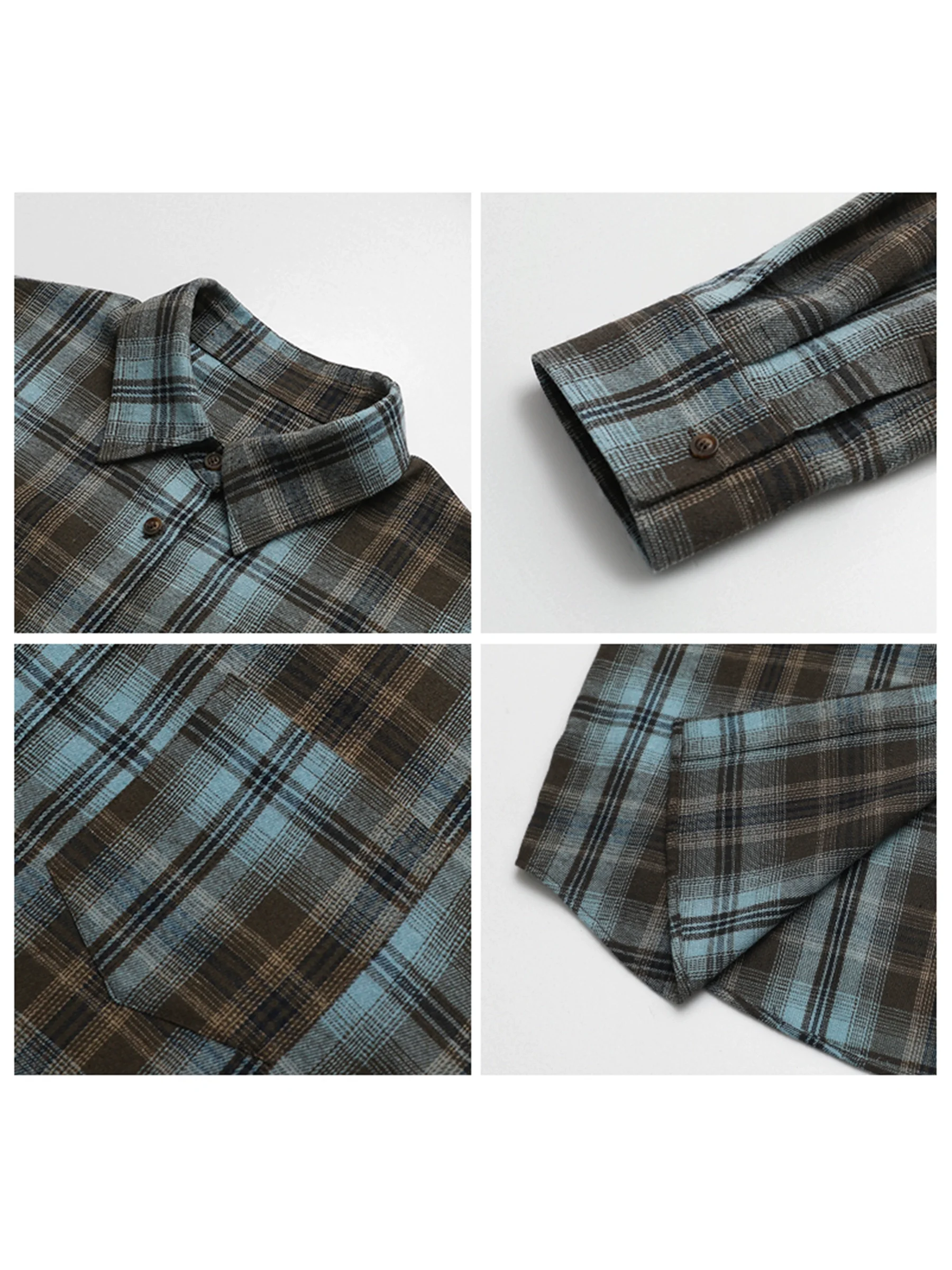 شيك فين المرأة قميص طويل الأكمام فضفاضة عادية نحى منقوشة قميص معطف منتصف طويل طول الإناث البلوزات ربيع الخريف 2025 #4