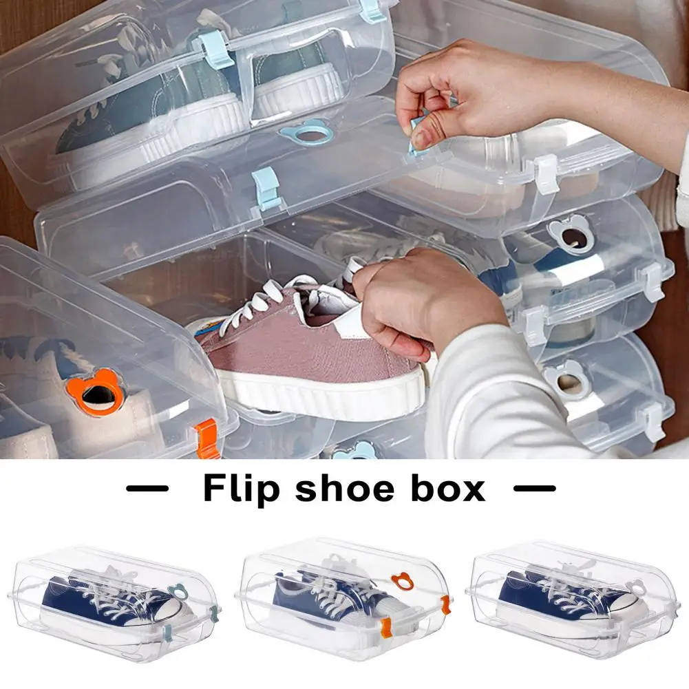 Stackable Shoe Box Sturdy Shoe Box Transparent Shoe Storage Box with Ventilation Holes Space-saving Plastic Organizer for Home