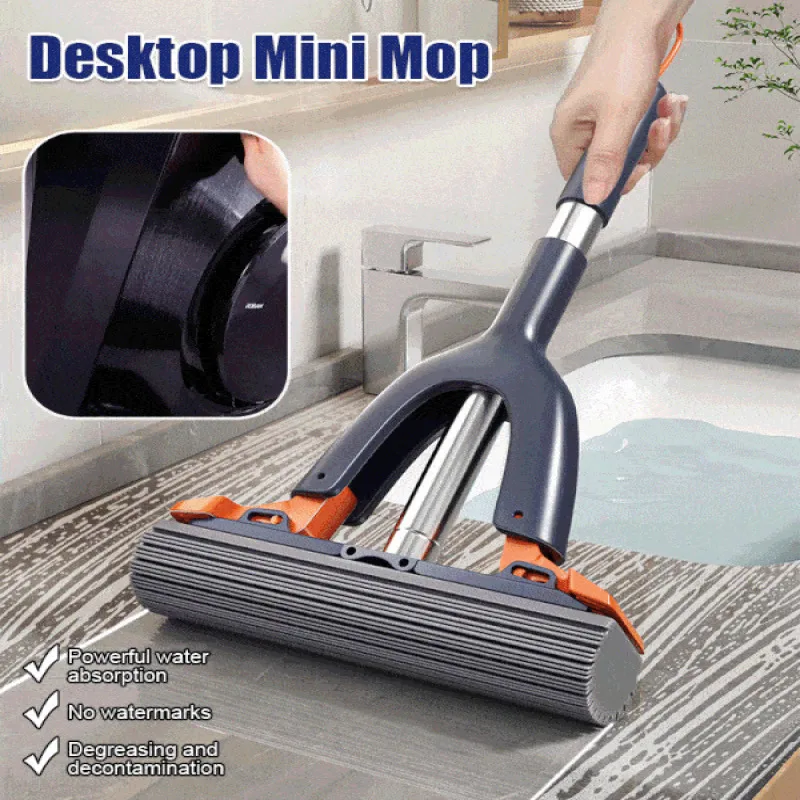 Portable Squeeze Mop Mini Cleaning Mops Household sponge waterabsorbent handheld small mop bathroom desktop handfree