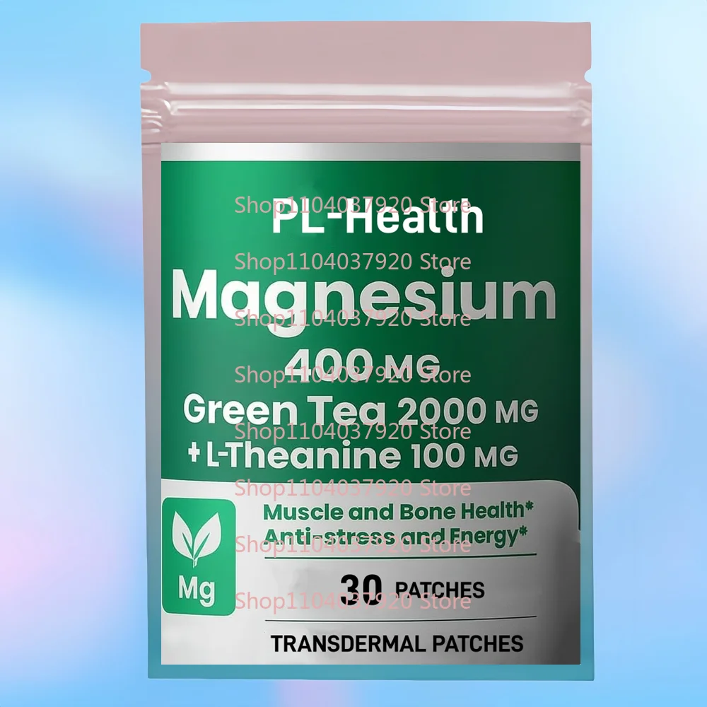 30 Patches Magnesium Transdermal Patches With Green Tea ,L-Theanine for Muscle, Bone, Heart, Stress Relief Sleep Support