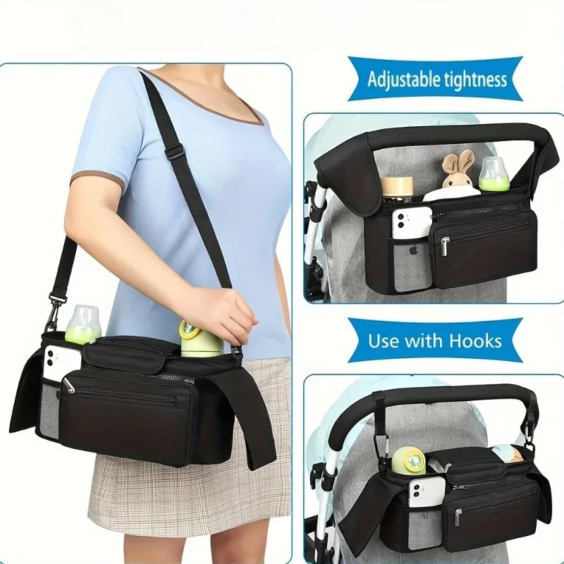 Baby Stroller Manager With Non-slip Strap And Insulated Cup Holder  Mobile Phone Baby Stroller Bag  Suitable For Uppababy