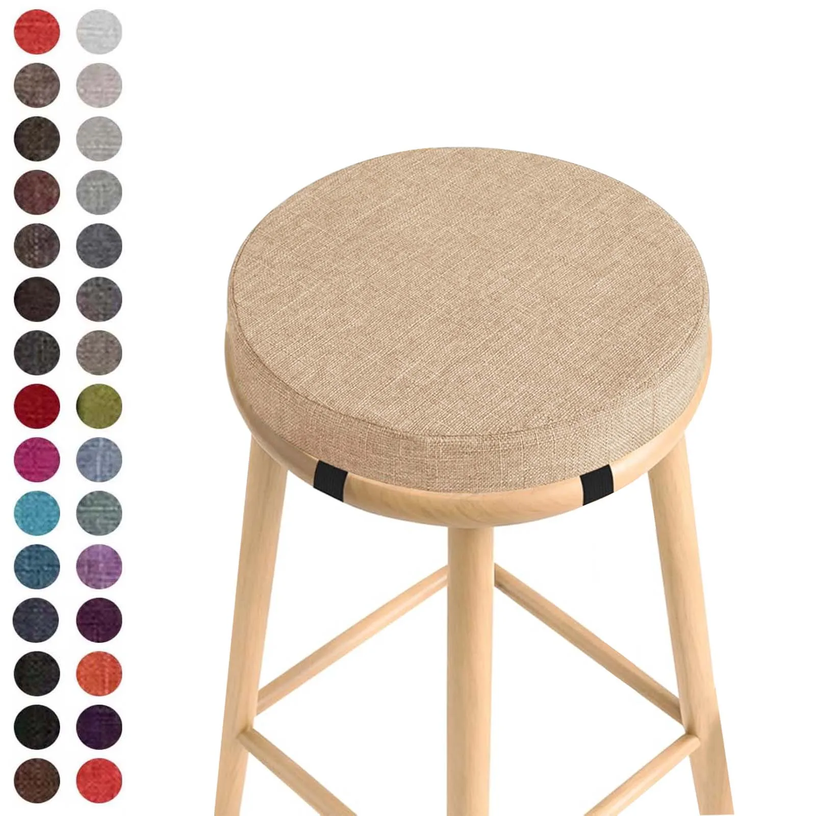 Rundes Stuhl-Sitzkissen mit Schnallen für Esszimmer, 30 x 30 cm große Kissen für die Küche, individuelle Sitzpolster für Zuhause, Garten, Bar, Hotel