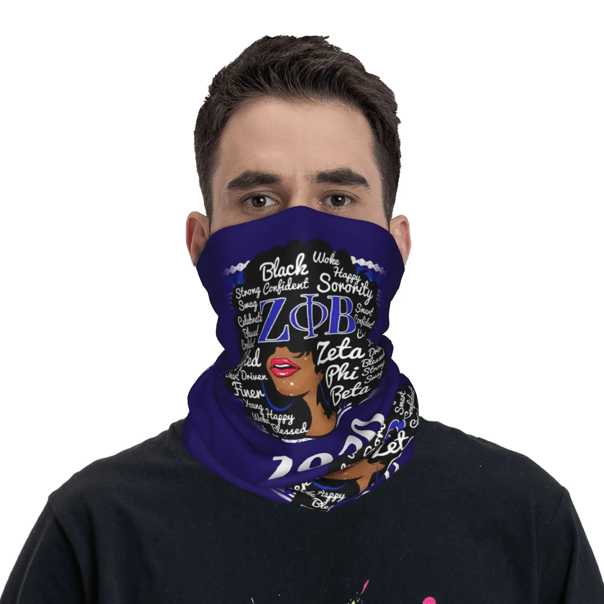 Custom Zeta Phi Beta Sorority Bandana Neck Warmer Women Men Winter Ski Tube Scarf Gaiter Greek Letter 1920 Face Cover