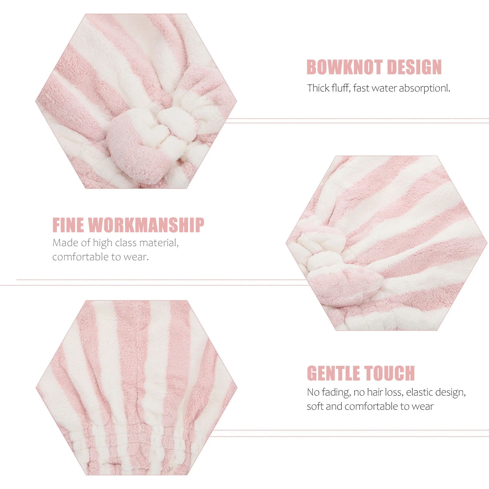 

1Pcs Striped Design Hair Drying Bath Hat Microfiber Quick Dry Cap for Women Highly Absorbent Shower Hat Comfortable Home Use