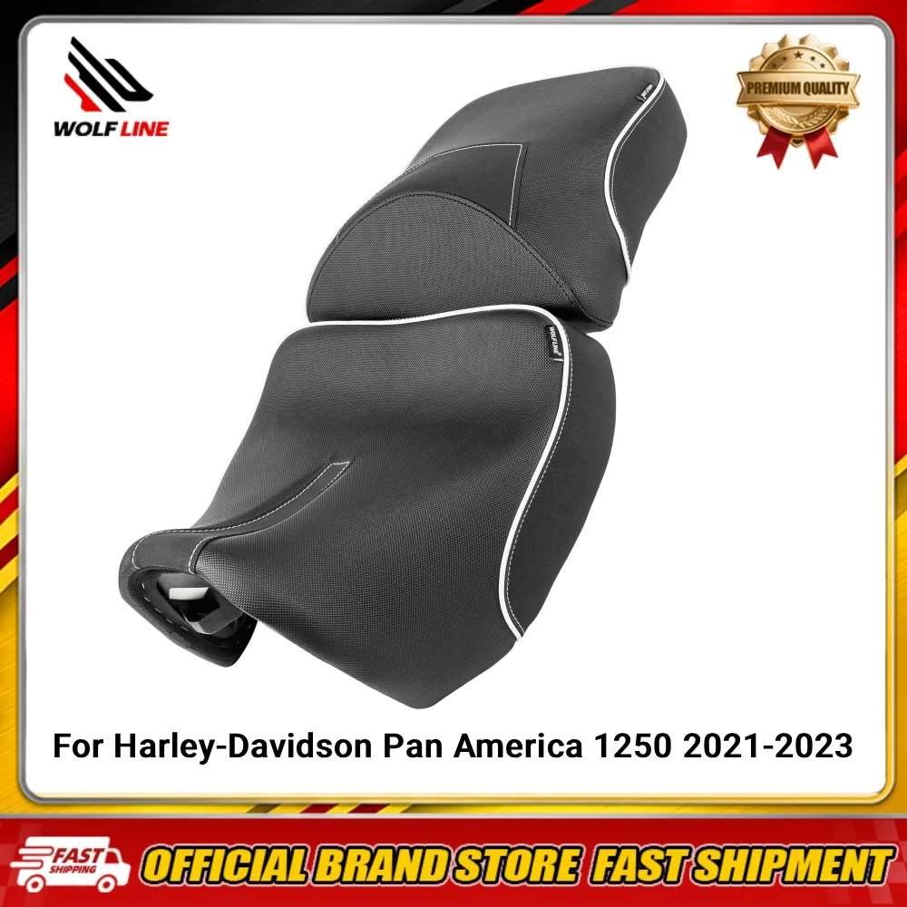 WOLFLINE Driver Passenger Double Seat for Harley-Davidson Pan America 1250 2021-2023 Motorcycle Comfort Front Rear Seat Cushion