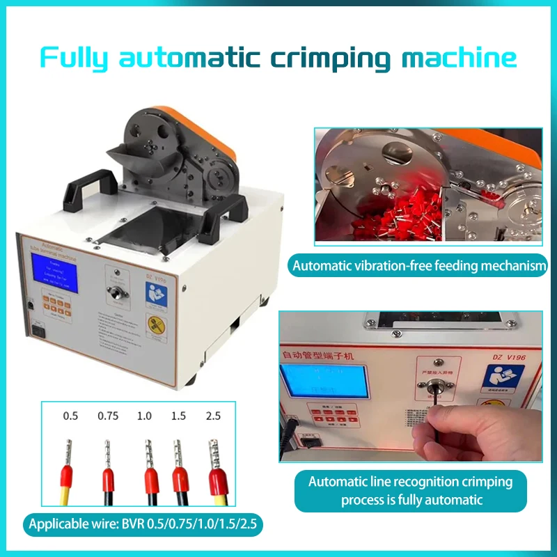 European Style Automatic Pin Terminal Crimper with Wire Stripping And Peeling for BVR Cable 0.5-2.5mm² - Wire Crimping Machine