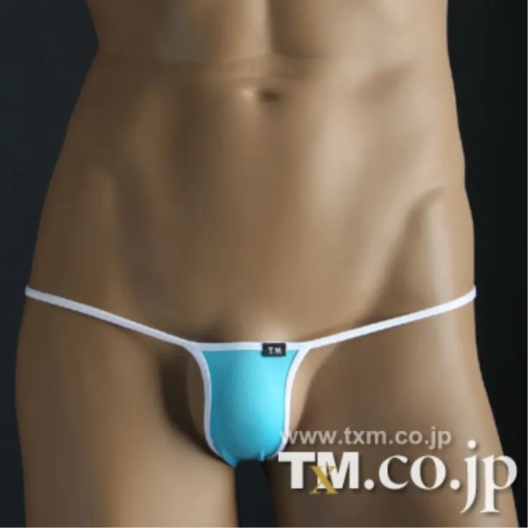 Men's Contrast Binding Thong Ultra Low Rise Elastic Breathable T-back Underwear