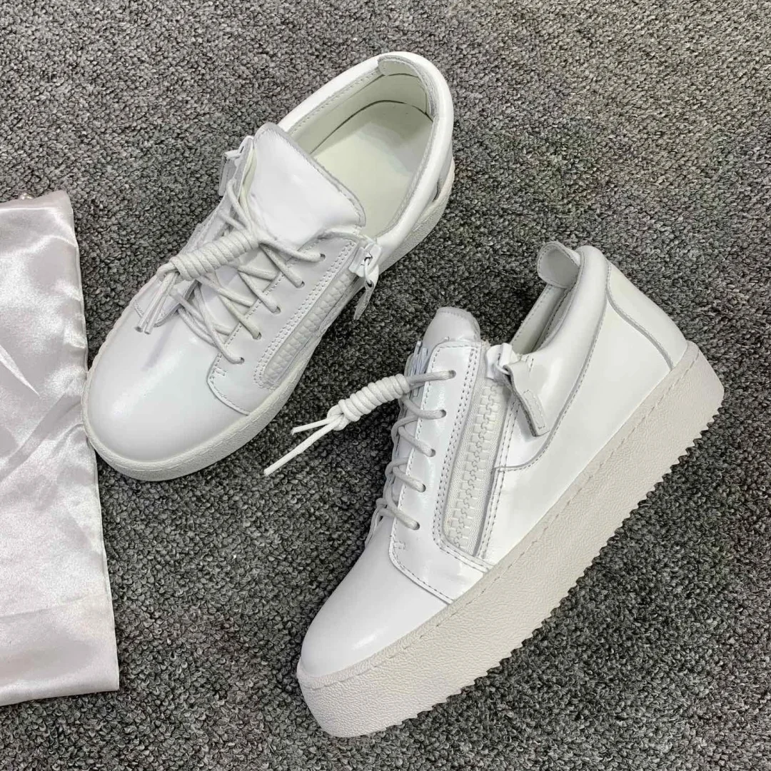 

Top Hight Quality Casual Sneakers For Men and Women Real Leather Brand Designer Unisex Tennis Shoes GZ Zipper Loafer Shoes G0364
