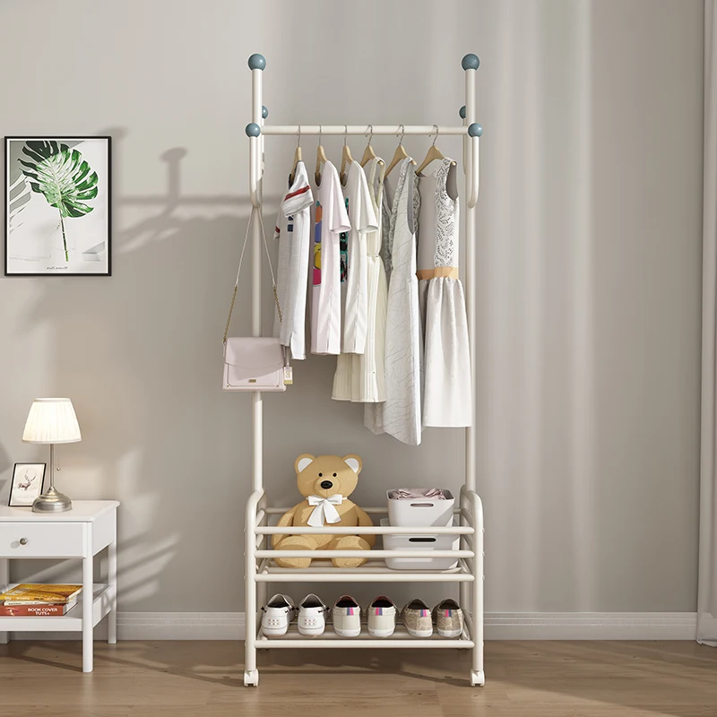 

Movable coat rack, household living room hanger, floor-to-ceiling bedroom bedside rack, indoor integrated drying rack