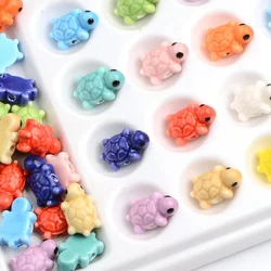 15pcs 1.2cm Random Color Mix Turtle Beads Shape Loose Ceramic Beads Diy Pendant-Bead Necklace Earrings Accessories