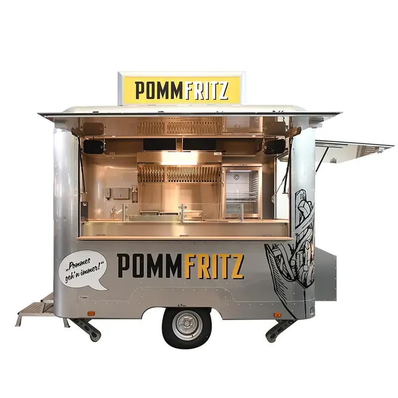 3M Black Color Fast Food Trailer Coffee Mobile Catering Food Vending Cart Trailer Scooter Pizza Ice Cream Truck Refrigerator